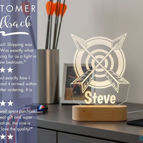 Personalized Archery LED Lamp – Perfect Gift and Room Decor - Picture 7 of 8